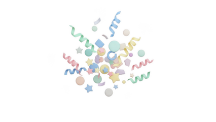 Floating Pastel Party Confetti Shapes On Black