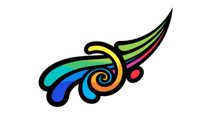 Naklejka premium Colorful Feather Illustration with Swirl Design.