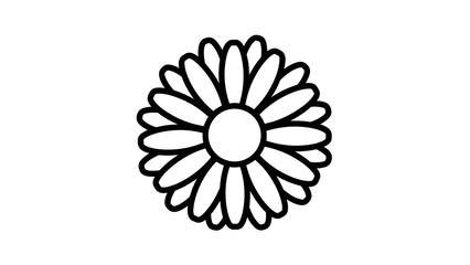 Simple Black and White Flower Illustration.