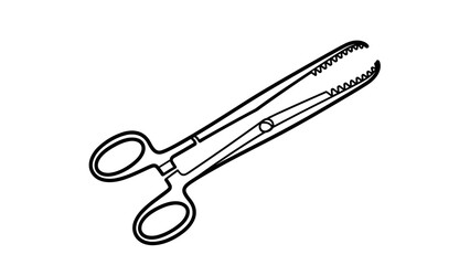Surgical Forceps Medical Instrument Black Outline.