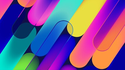 Abstract neon glowing geometric rounded lines background