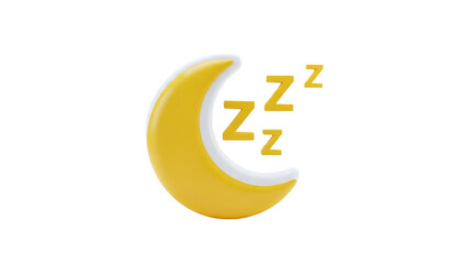 Obraz premium 3D Moon with Zzz symbols on transparent background