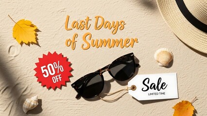 Summer sale advertisement with sunglasses.
