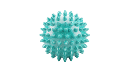 3D Turquoise Spiky Massage Ball on transparent background