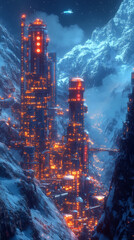 Fototapeta premium Create a neon lit depiction of a machinery