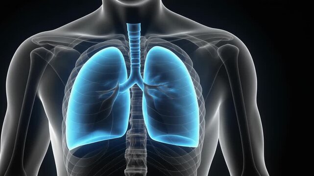 3d rendered medical animation of a man's respiratory system during respiration