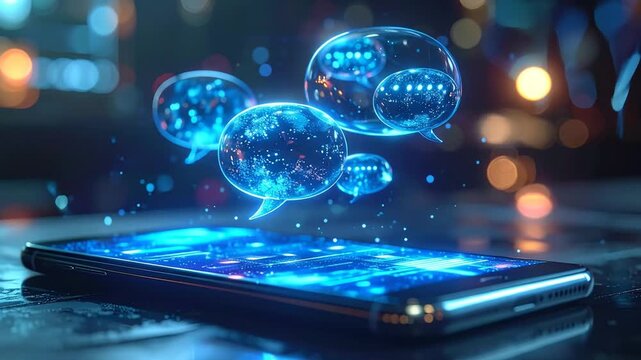 Smartphone with Floating Chat Bubbles - Digital Communication Concept