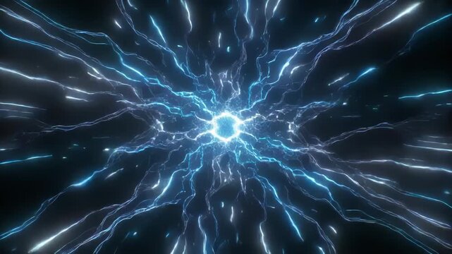 Artistic neuron brain cells on blue glowing cyberspace artificial intelligence network hologram details with binary code numbers background animation.