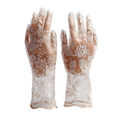 Elegant Transparent Lace Wrist-Length Gloves with Intricate Design