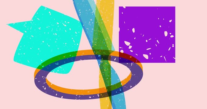 Risograph knives and speech bubble with geometric shapes animation. Moving object in trendy riso graph design video.