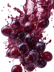 Dynamic Grape Juice Splash with Whole Grapes on transparent background