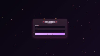 A login window animation displays an animation of hacking and hijacking systems. This scene is set in a dark digital space with twinkling elements throughout the background.