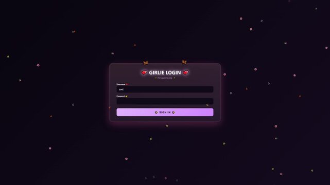 A login window animation displays an animation of hacking and hijacking systems. This scene is set in a dark digital space with twinkling elements throughout the background.
