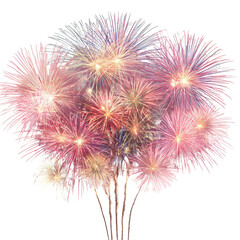 Grand festive fireworks shower in night sky sparkling colorful display isolated on transparent background
