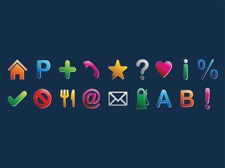 Collection of colorful icons modern vector symbols for web 