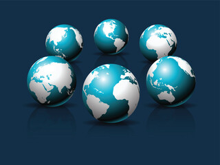 Group of globes representing global network and communication