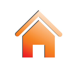 Orange house icon simple vector symbol for home and real estate