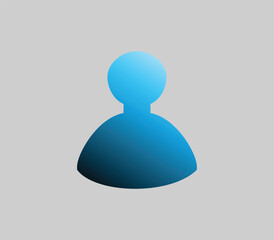 Blue user icon simple silhouette for profile or avatar isolated