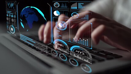 High-tech global network connection interface showing worldwide digital communication, data exchange, and internet connectivity. Global connection, data interaction, and worldwide communication. Thunk - Powered by Adobe