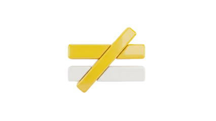 3D Not Equal Symbol on transparent background