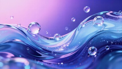 3D Water Wave with Bubbles and Sparkles