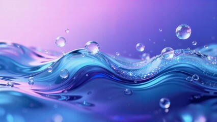 3D Rendered Wave of Water with Bubbles and Sparkles