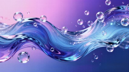 3D Water Wave with Bubbles and Sparkles