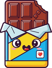 cartoon chocolate bar with smiling face