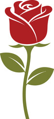 red rose with green stem and leaves