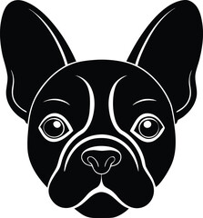 Stylised Black French Bulldog Head