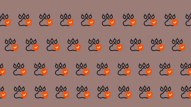 Cute Paw Print Halloween Pumpkin Pattern Background.
