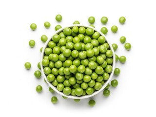 Fresh green peas in a white bowl