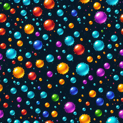 Colorful confetti dots scattered on dark background