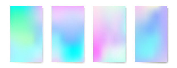 Fototapeta premium Set of 4 colorful gradient backgrounds in rich colors with soft transitions. For covers, wallpapers, posters, branding, social media and other projects. Vector, for web and print.