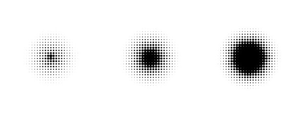 Set of black halftone dots backgrounds. vector modern dots halftone,Pop art comic style gradient circle halftone set Vector isolated on white background dots pattern. dots circle