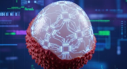 Litchi Fruit Integrated Circuitry Displaying Cutting Edge Bio Tech Future