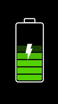 Battery Charging low to full charging. 3D battery transparent background. Full HD. 4K