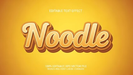 A 3d rendered illustration of the word noodle in a decorative font on a gradient yellow background