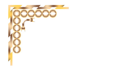 luxury golden corner border frame with elegant ornamental lines, vintage geometric detailing and premium decorative gold accents ideal for wedding invitations, greeting cards on transparent background