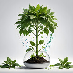 Minimal potted plant isolated on white background