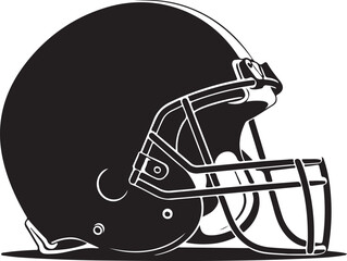 Fototapeta premium American Football Helmet Illustration in Black and White, Side View of Sports Protective Gear , Generative Ai