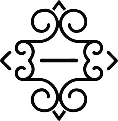 Fototapeta premium Elegant Black Ornamental Frame Design With Curled Flourishes and Central Dash Motif