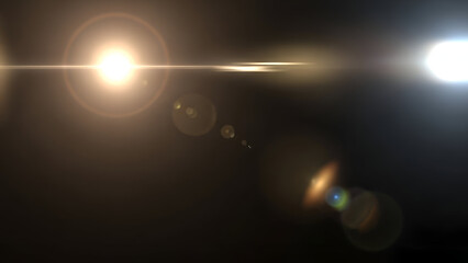 Bright Lens Flares in Dark Studio with Light Sources