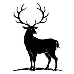 Majestic stag with large antlers standing on grassy ground deer animal