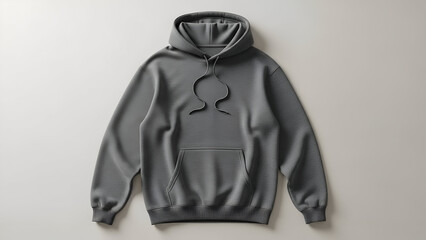 Gray Hoodie with Front Pocket Textured Fabric on Light Background