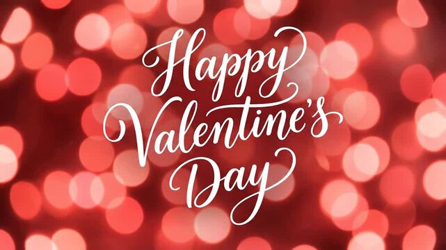 Happy Valentine's Day Greeting on Festive Red Bokeh Background