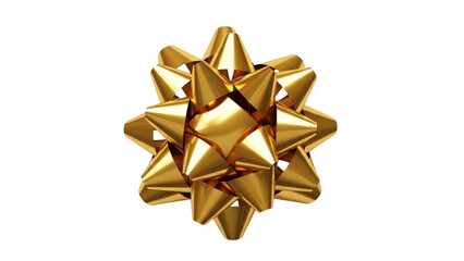 Shiny Gold Gift Bow Isolated On Black Background