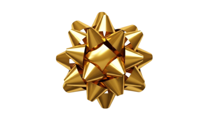 Shiny Gold Gift Bow Isolated On Black Background