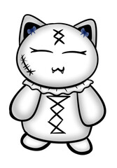 Naklejka premium Cute Gothic Cat Plush – Chibi Stitched Doll