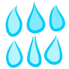 Set of Cartoon Blue Water Drops